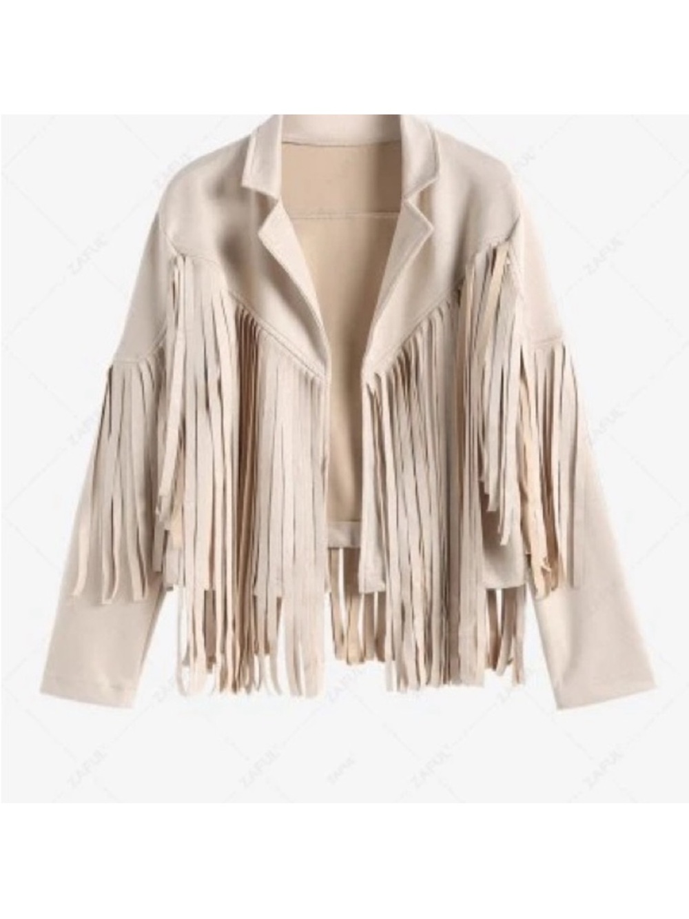 Fringed Cream Suede Jacket women cardigan blazer boho - Picture 5 of 5